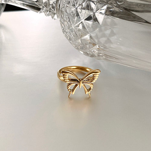 Anéis de polimento de aço titânio borboleta estilo INS 1 peça