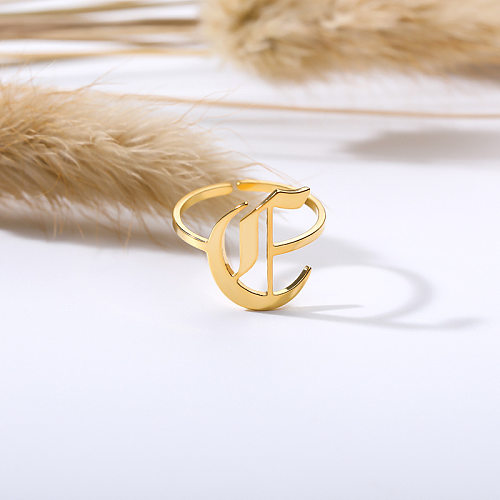 1 Piece Fashion Letter Stainless Steel Plating Open Ring
