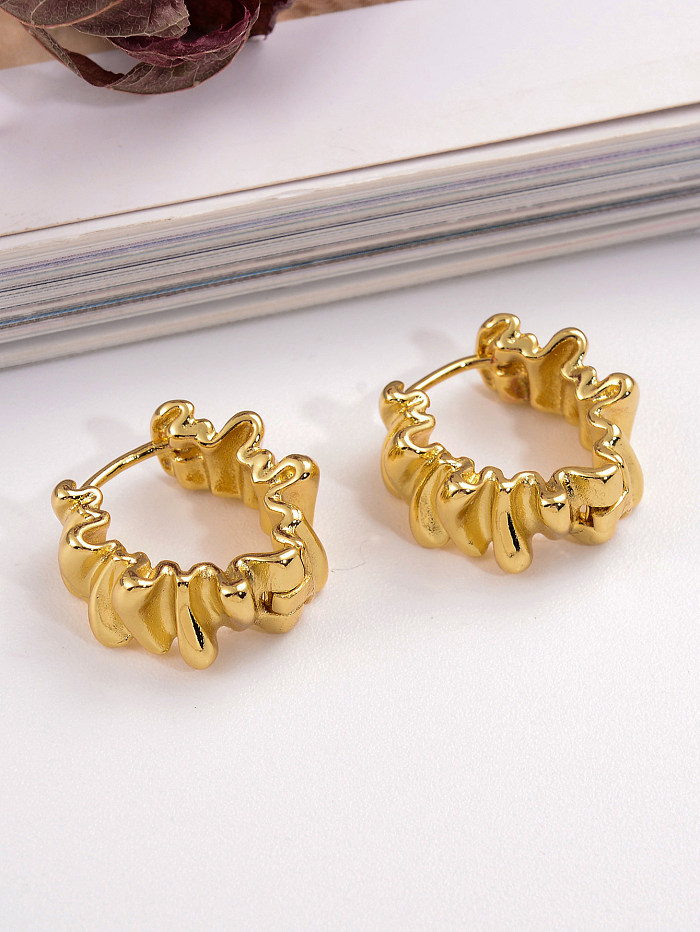 1 Paar lässige, schlichte, quadratische, einfarbige Kupfer-Ohrringe mit 18-Karat-Vergoldung