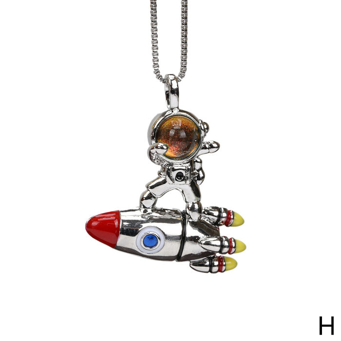 Nuevo collar de cristal de astronauta astronauta colgante de aceite de gota de cadena de suéter largo