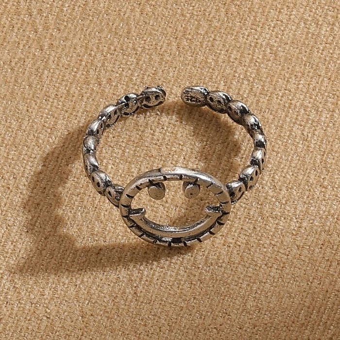 Offener Ring im Vintage-Stil, einfacher Stil, Smiley-Gesicht, Gänseblümchen, Kupferbeschichtung