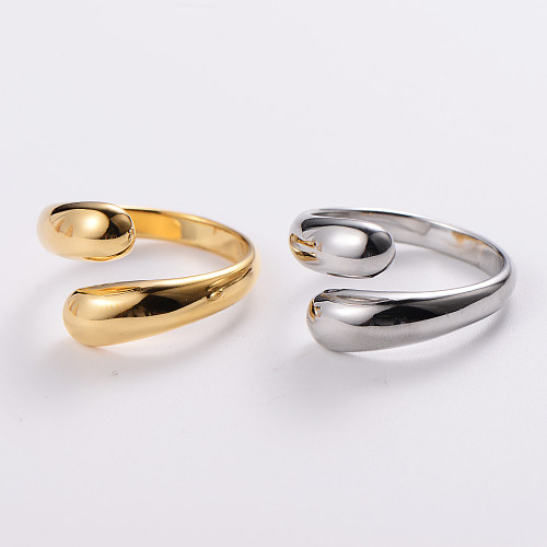 Wholesale Simple Style Solid Color Stainless Steel 18K Gold Plated Open Ring