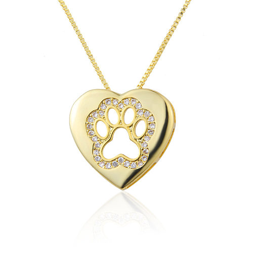 Jóias simples incrustadas zircão em forma de coração colar de garra de gato joias por atacado