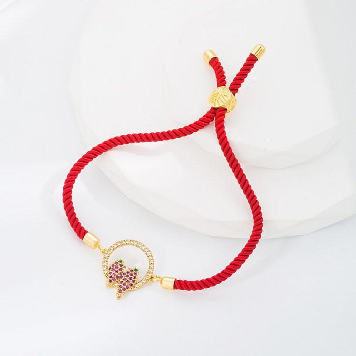 Fashion Leaf Star Bird Rope Copper Gold Plated Zircon Bracelets 1 Piece