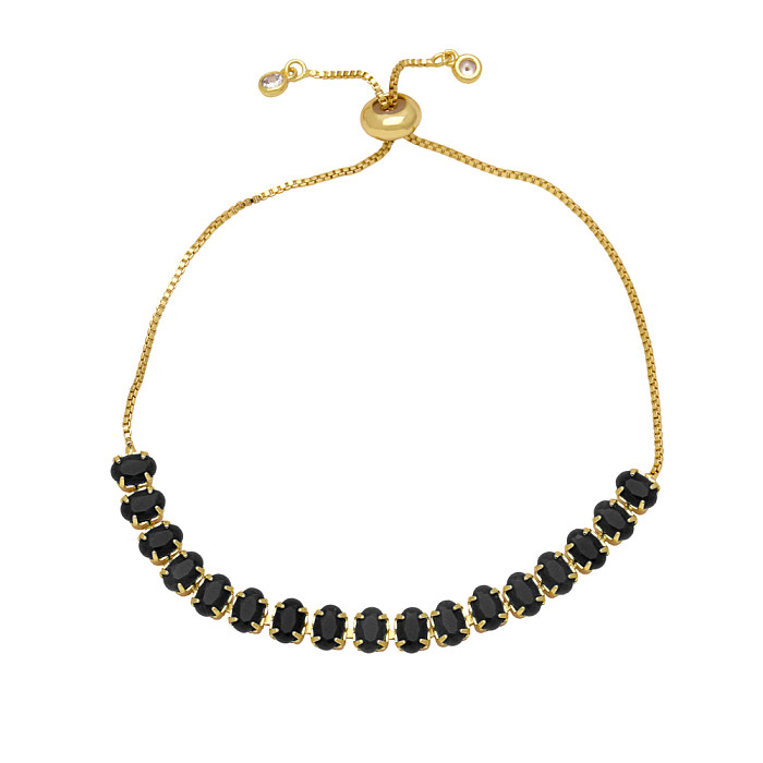 Bracelets plaqués or 18 carats avec incrustation de cuivre ovale de style simple de style vintage