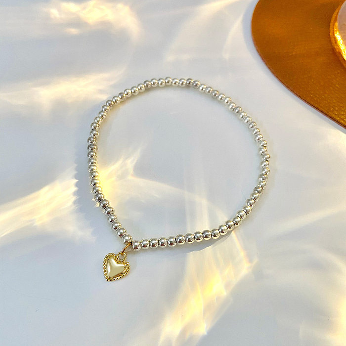 Fashion Simple Heart-shaped Women's Handmade Beaded Copper Bracelet