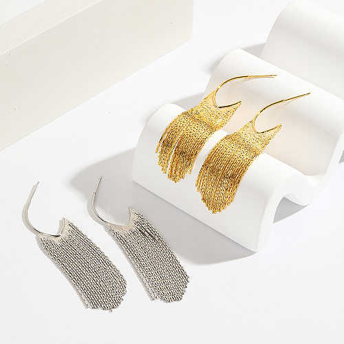 1 Paar moderne Ohrringe aus Kupfer mit 18-Karat-Vergoldung und Quastenbeschichtung