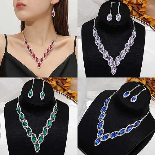 Simple Style Water Droplets Copper Inlay Zircon Jewelry Set
