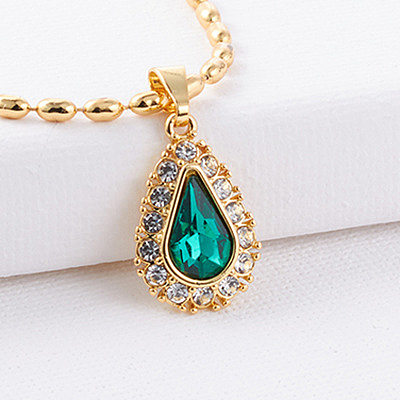 Simple Style Water Droplets Artificial Crystal Copper Inlay Zircon Pendant Necklace 1 Piece