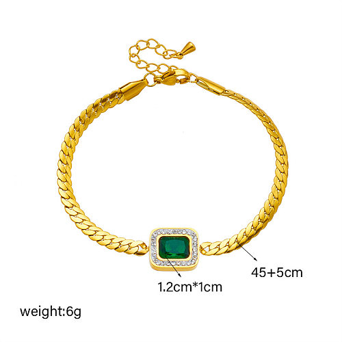 Style Simple carré titane acier incrustation Zircon Bracelets boucles d'oreilles collier