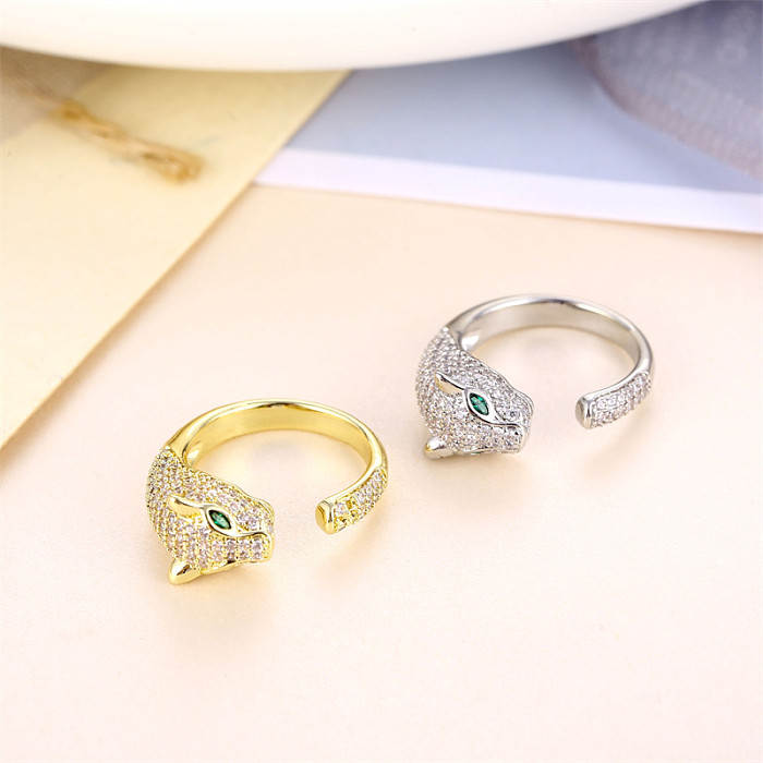 Casual Shiny Snake Copper Plating Inlay Zircon White Gold Plated Gold Plated Open Rings
