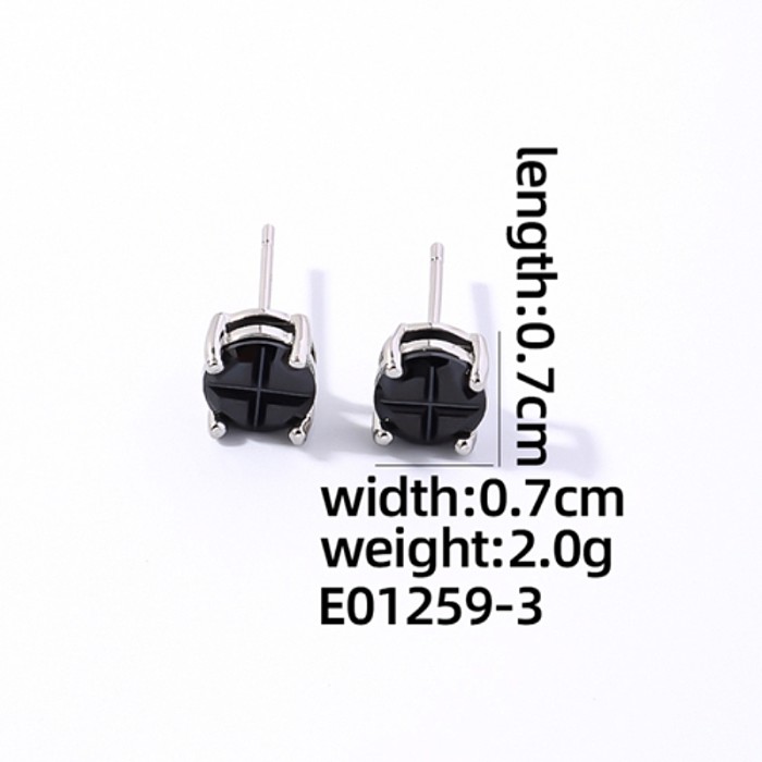 1 Pair Casual Simple Style Round Plating Inlay Copper Zircon White Gold Plated Ear Studs