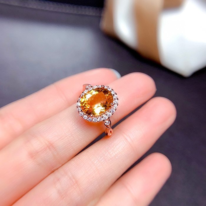 Luxurious Oval Copper Artificial Crystal Rhinestones Open Ring In Bulk