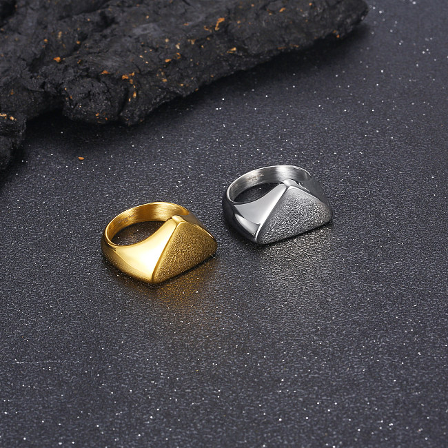 Anéis de polimento de aço titânio de cor sólida de estilo simples por atacado
