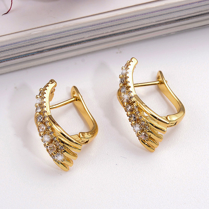 1 Pair Shiny Rhombus Plating Inlay Copper Zircon Hoop Earrings