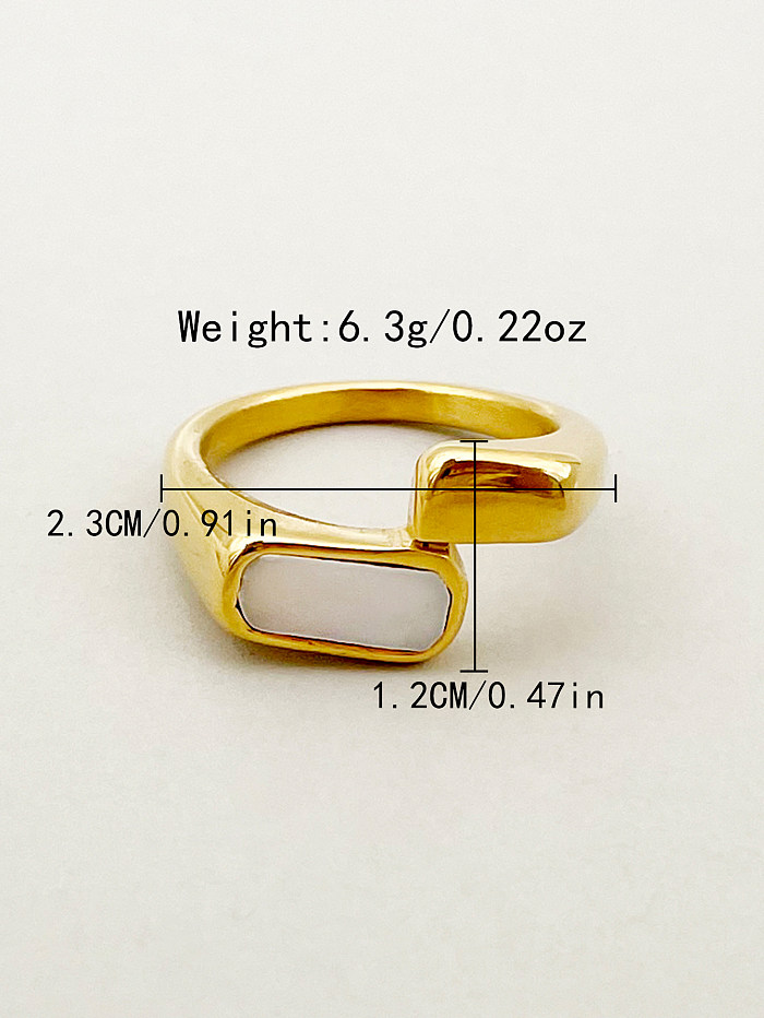 Vintage Style Simple Style Commute Rectangle Stainless Steel Gold Plated Shell Rings In Bulk