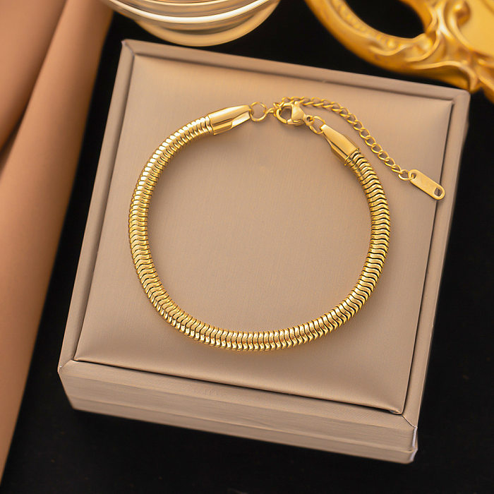 Punk Solid Color Titanium Steel Plating 18K Gold Plated Bracelets Necklace