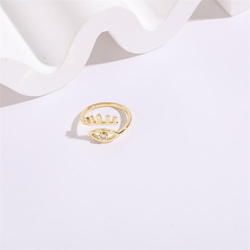 Elegant Devil'S Eye Brass Gold Plated Zircon Open Ring 1 Piece