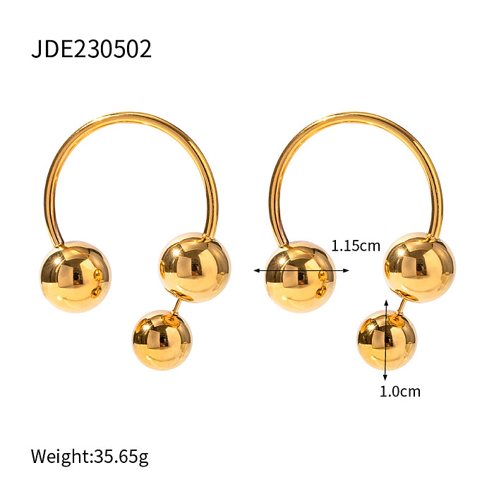 Collar de pendientes de anillos chapados en oro de 18 quilates con revestimiento de acero inoxidable geométrico de estilo clásico casual