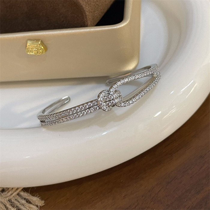 Bracelet en zircon incrusté de cuivre de couleur unie de style simple