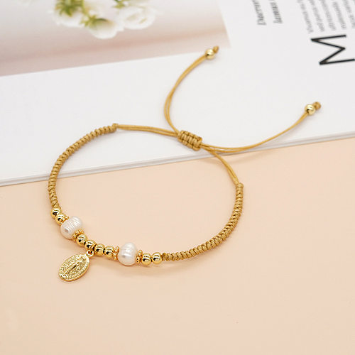 Bohemian Portrait Artificial Pearl Copper Beaded Bracelets