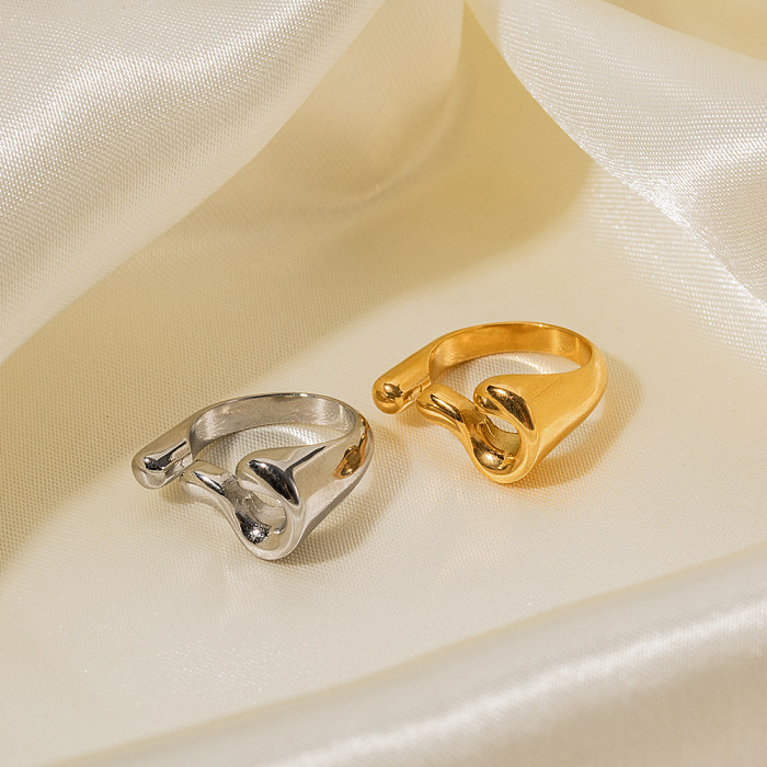 IG Style Streetwear Irregular Stainless Steel Irregular Plating 18K Gold Plated Open Rings
