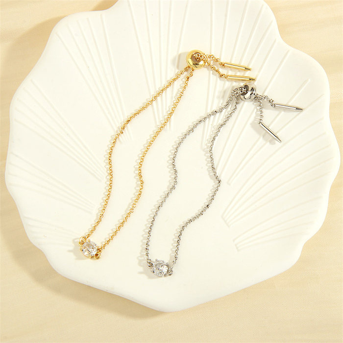 Bracelets plaqués or 18 carats avec incrustation de cuivre rond brillant de style simple et luxueux