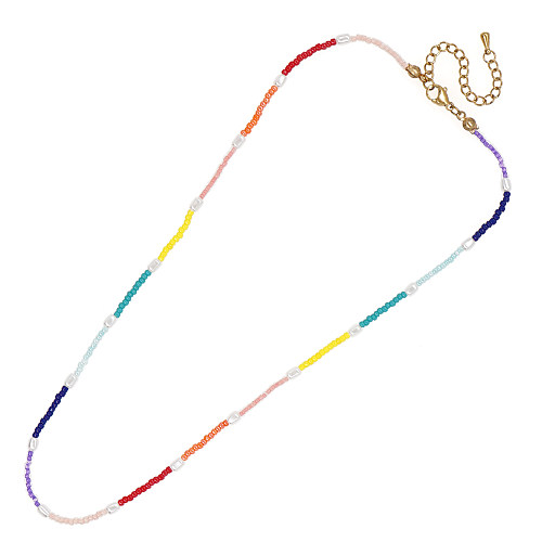 Cute Colorful Soft Clay Copper Beaded Necklace