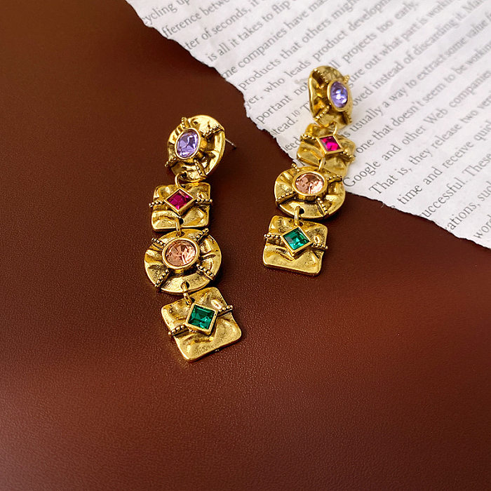 1 par de brincos de orelha de cobre com revestimento de flores retrô elegantes