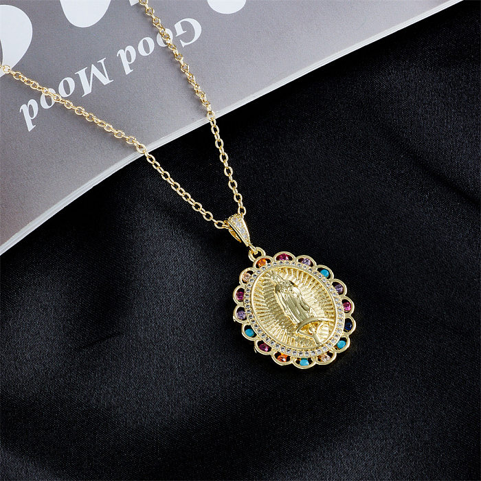 Religious Jewelry Copper Micro-set Zircon Pendant 18K Gold Plated Necklace
