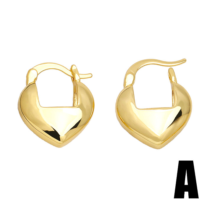 1 Pair IG Style Retro Fashion Heart Shape Plating Inlay Copper Zircon 18K Gold Plated Earrings