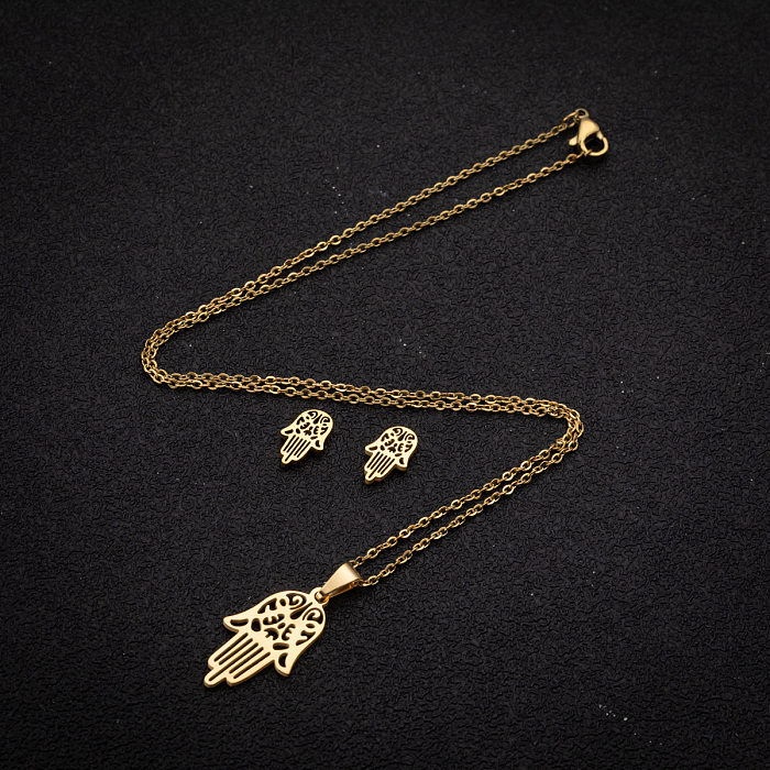 Conjunto de joias de chapeamento de aço titânio de aço inoxidável de palma de estilo simples