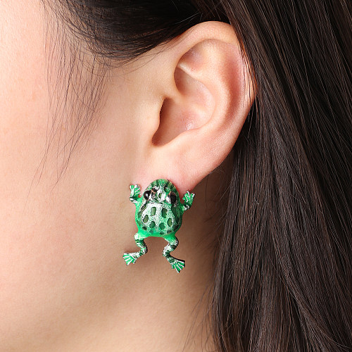 1 Pair Cute Funny Frog Plating Copper Ear Studs
