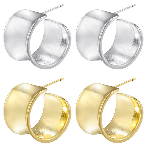 1 Pair Modern Style Simple Style C Shape Copper Plating 18K Gold Plated Ear Studs