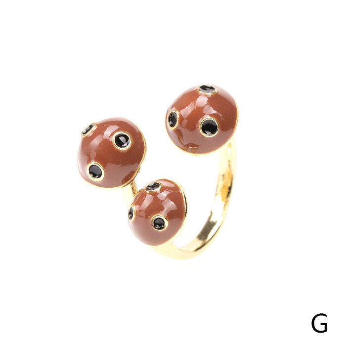 Mignon Style Simple champignon cuivre émail placage plaqué or 18K anneaux boucles d'oreilles ensemble de bijoux