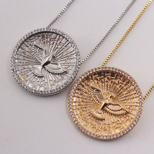 IG Style Vintage Style Simple Style Geometric Eagle Copper Gold Plated Zircon Necklace In Bulk