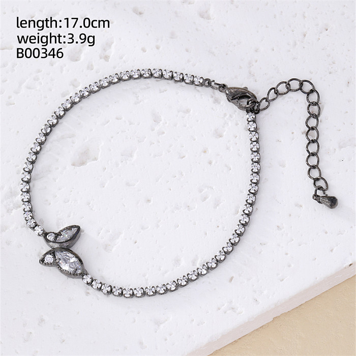 Casual Sweet Simple Style Butterfly Copper Inlay Zircon Bracelets