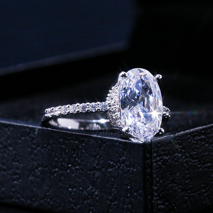 New Fashion European And American Copper Zircon Platinum Ring Korean Engagement Ring