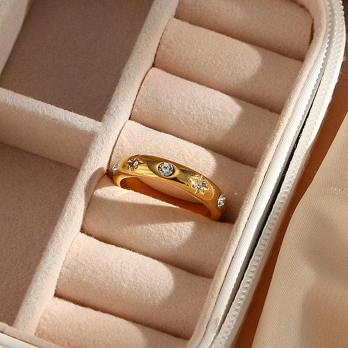 Fashion Round Stainless Steel Rings Inlay Zircon Stainless Steel Rings