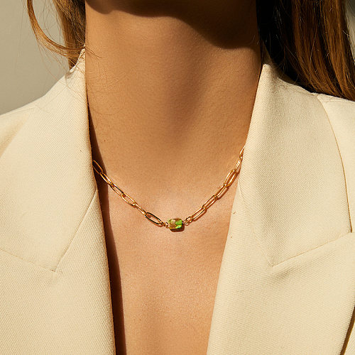 Lady Geometric Copper Plating 18K Gold Plated Necklace