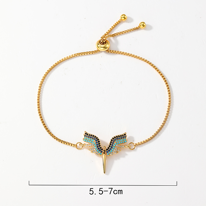 Pulseras chapadas en oro de 18 quilates con incrustaciones de cobre y flor en forma de corazón humano de estilo simple y elegante