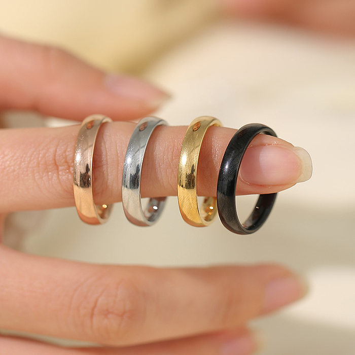 Anéis de chapeamento de polimento de aço inoxidável de cor sólida de estilo simples