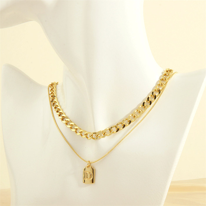 Simple Style Letter Copper Plating 18K Gold Plated Necklace