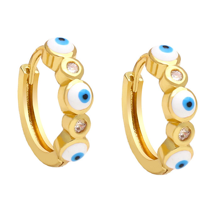 Fashion Eye Copper Ohrringe Emaille Vergoldete Zirkon-Kupfer-Ohrringe