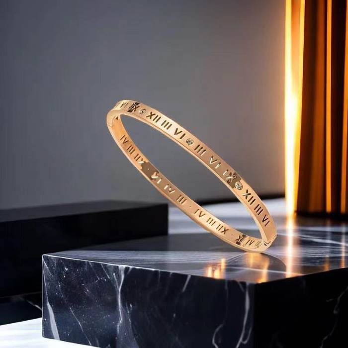 Bracelets d'anneaux de Zircon d'incrustation de placage d'acier de titane de cercle de trajet de Style Simple