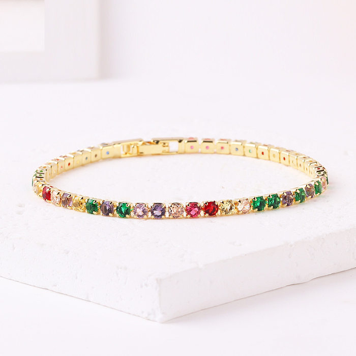 Cross-Border Hot Selling European And American Popular Personalized Color Zircon Bracelet Fashion Wild Hip Hop Tennis Chain Wholesale