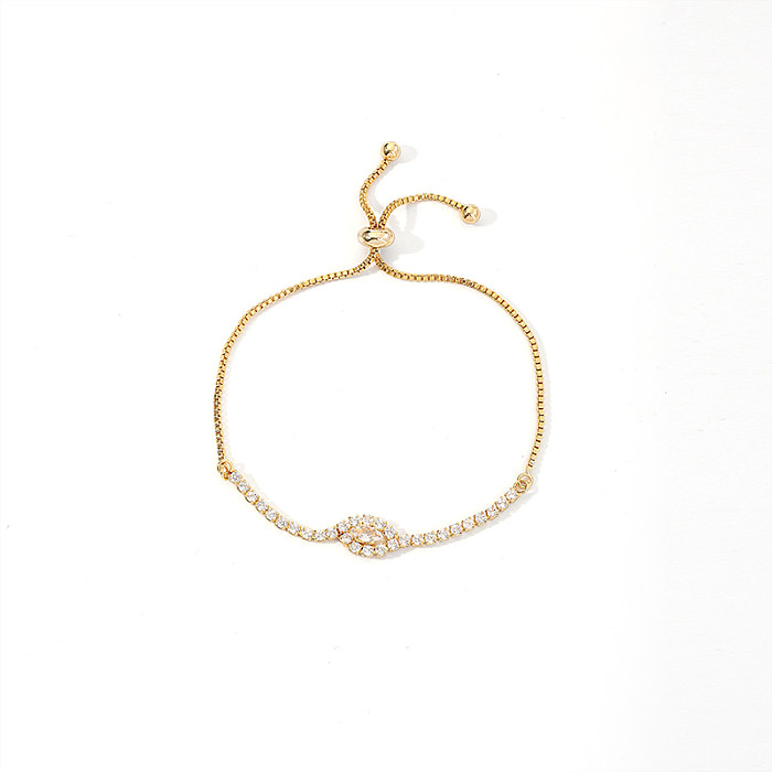 Bracelets plaqués or 14 carats avec incrustation de cuivre pour les yeux de style classique et simple