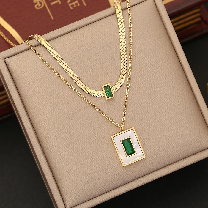 Simple Style Commute Rectangle Stainless Steel Plating Inlay Zircon Bracelets Earrings Necklace