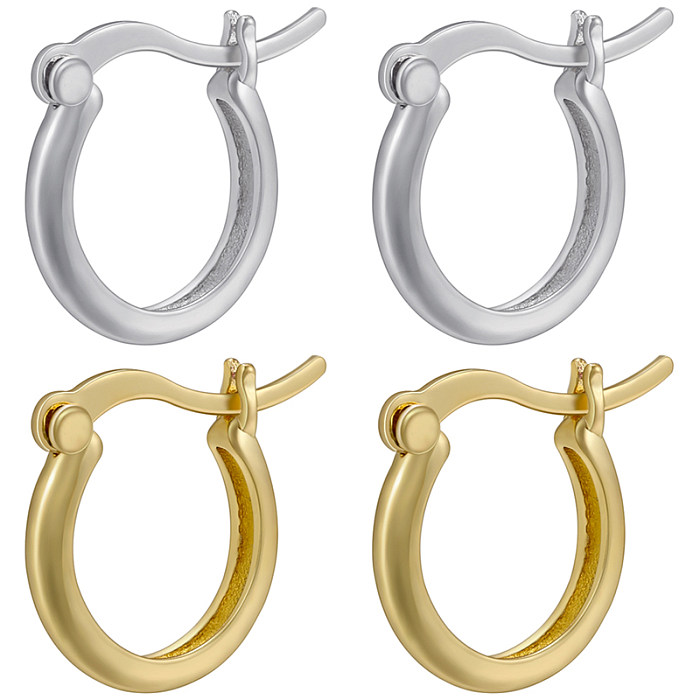 1 Pair Simple Style Solid Color Brass Plating 18K Gold Plated Earrings