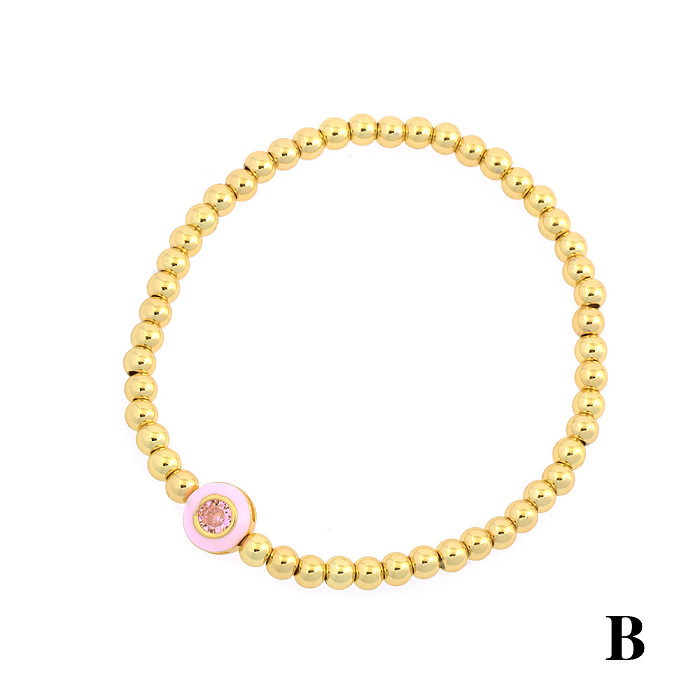 Simple Style Classic Style Heart Shape Copper Beaded Bracelets